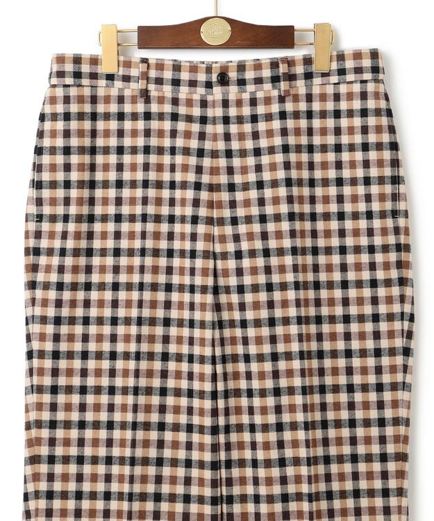 J.PRESS MEN カシミヤタッチワイド イージーチェックパンツ ブラウン系3