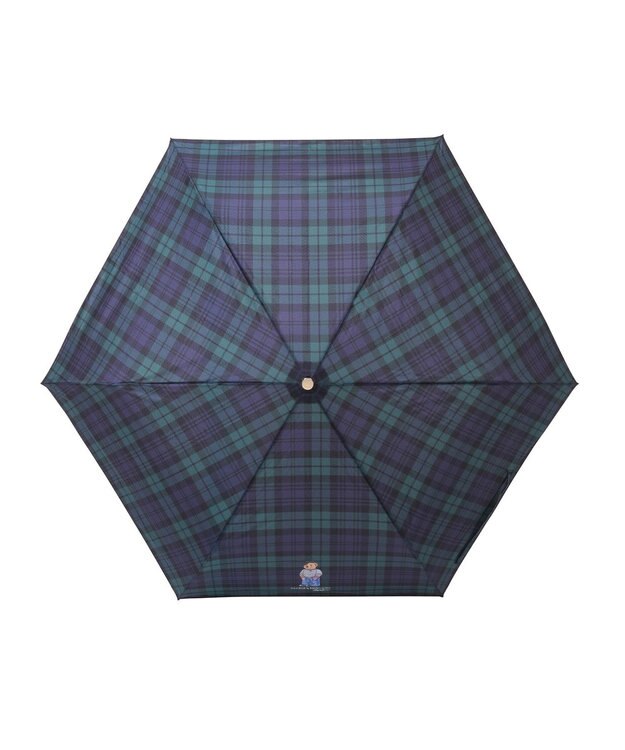 MOONBAT POLO RALPH LAUREN（ポロ ラルフローレン)フレンチベア×チェック 雨傘 折りたたみ傘 ディープブルー