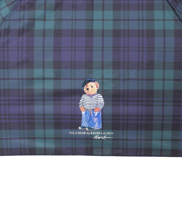 MOONBAT POLO RALPH LAUREN（ポロ ラルフローレン)フレンチベア×チェック 雨傘 折りたたみ傘 ディープブルー