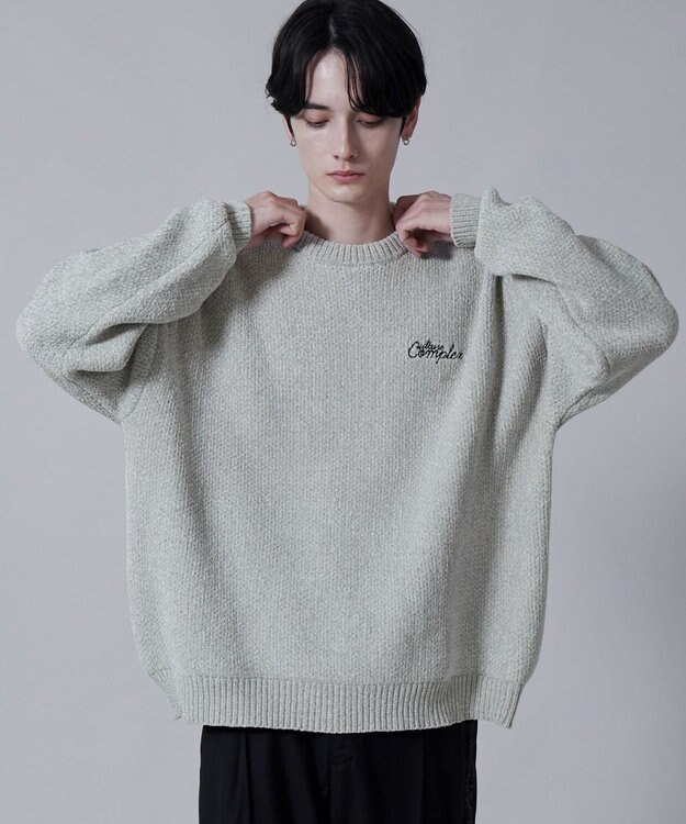 WEGO ベロアモールワンポイントプルオーバー ライトグレー