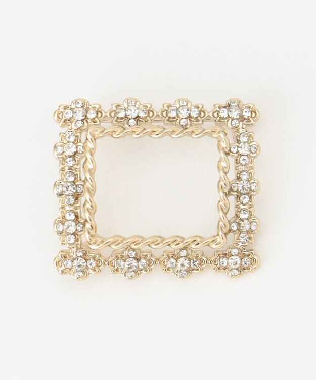 自由区 ビジュースクエアブローチ ネックレス ゴールド系