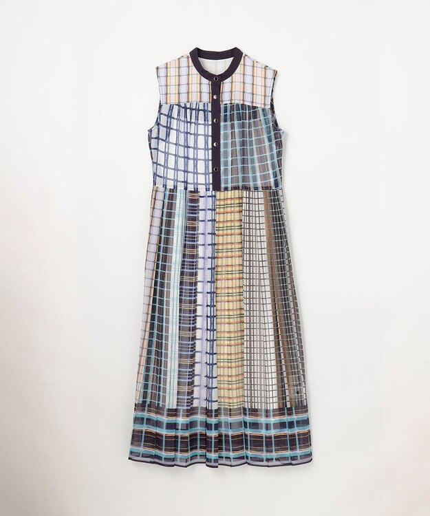 GRACE CONTINENTAL マルチチェックワンピース ネイビー