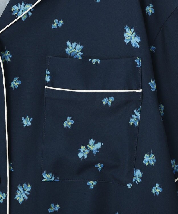 CRAFT STANDARD BOUTIQUE ボタニカルプリントオープンカラーシャツ Navy