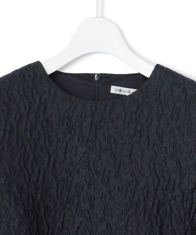 23区 【洗える】エクラジャカード ペプラム ブラウス ネイビー系