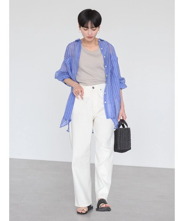 AMERICAN HOLIC シアーＣＯＯＬポケット付きルーズシャツ Stripe