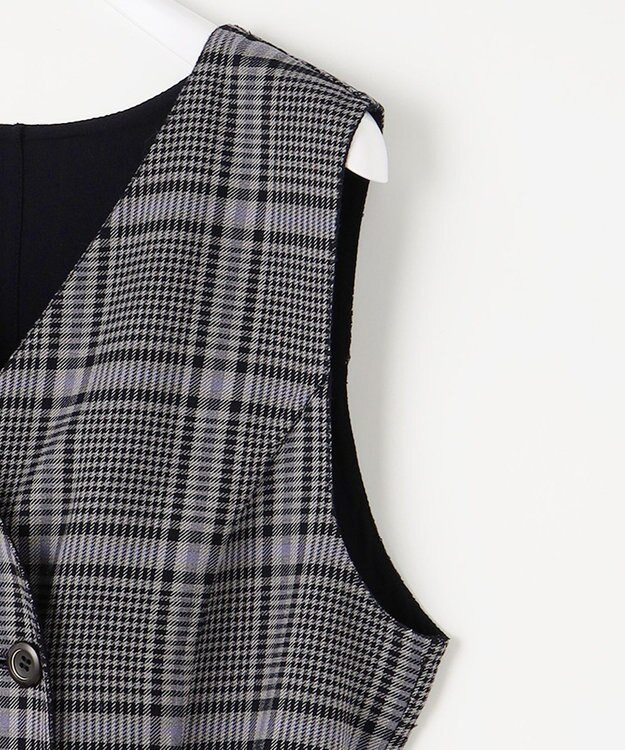 ANY SIS 【美人百花10月号掲載】リバーシブルチェックラップ ワンピース ネイビーチェック×ネイビー