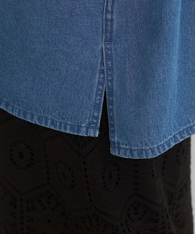 WEGO 【ANGIE VINTAGE】襟が選べる デニム プルオーバー シャツ（バンドカラー/レギュラー） ブルーその他