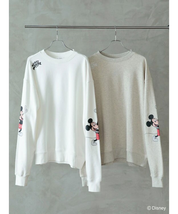 Green Parks ミッキーマウス・クラブ／袖アート裏毛プルオーバーⅡ Gray Mixture