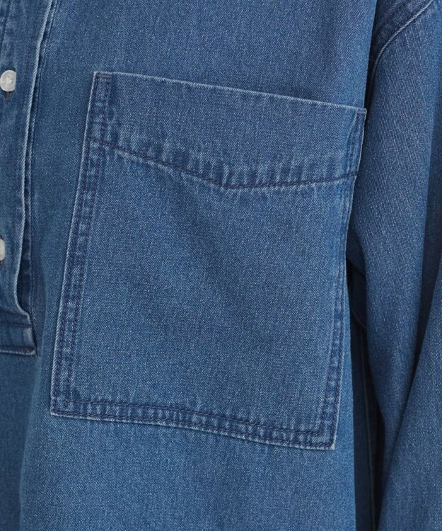 WEGO 【ANGIE VINTAGE】襟が選べる デニム プルオーバー シャツ（バンドカラー/レギュラー） ブルーその他