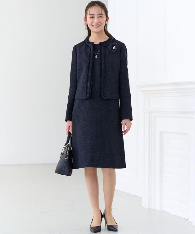 組曲 S 【KUMIKYOKU NAVY】ラメループモールツイード ジャケット ネイビー系