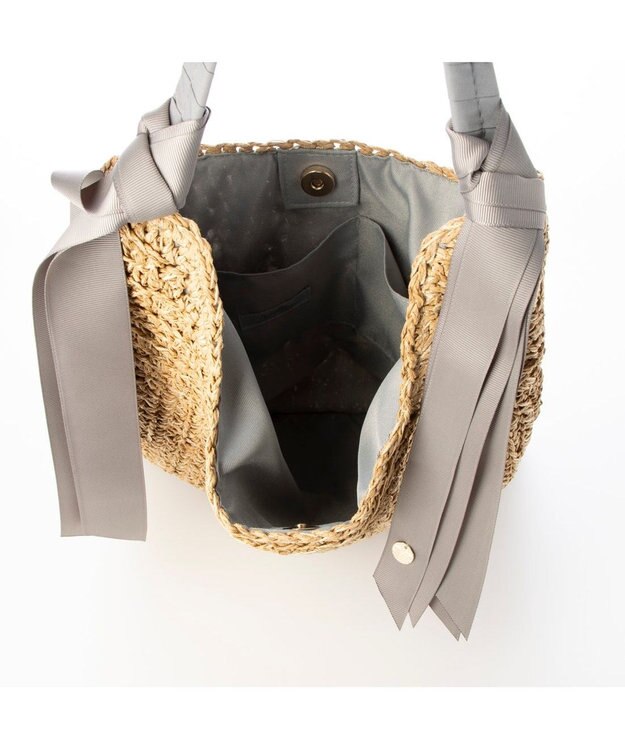 UNBILLION カシュカシュ cachecache / 下がりグログラン柄編みトートバッグ GY