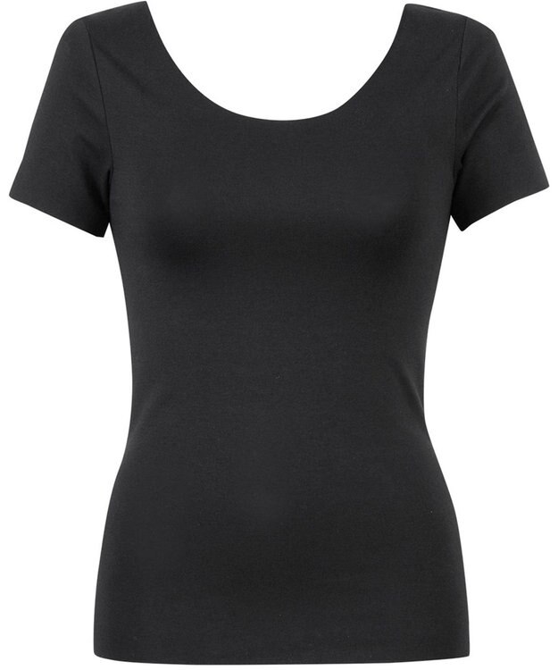 Wing あったかインナー 綿100％(肌側) アウターにひびきにくい ムレにくい 【綿の贅沢 ここちフラット】 3分袖 半袖 秋 冬 EL4372 ウイング／ワコール ブラック