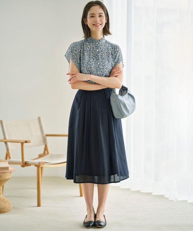 組曲 L フラワーレイヤープリント ブラウス ブルー系5