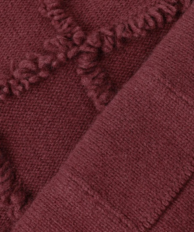 自由区 【カトリエムブーケ】Check frange フリンジプルオーバーニット ボルドー