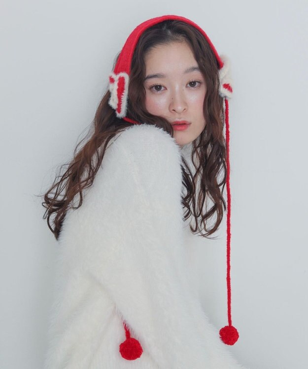 WEGO ハートニットイヤーマフ レッド