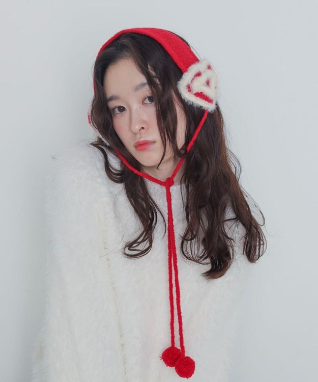 WEGO ハートニットイヤーマフ レッド