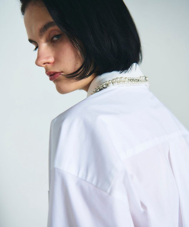 GRACE CONTINENTAL ビジューカラーシャツ ホワイト