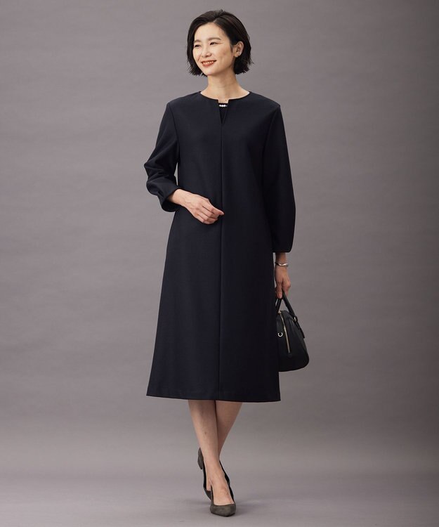 J.PRESS LADIES S 【セットアップ対応】コンパクトジャージー ワンピース ネイビー系