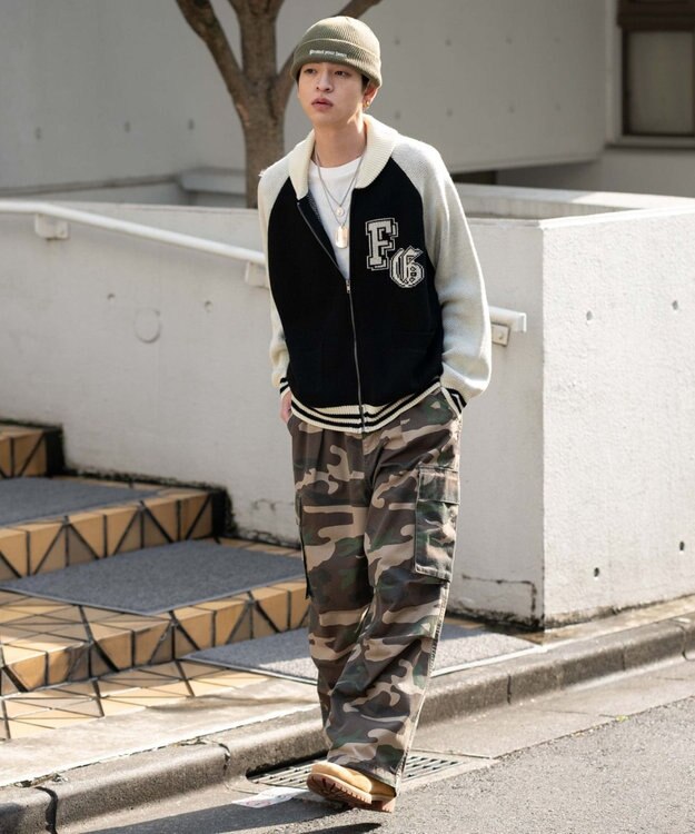 WEGO 【ユニセックス着用ITEM】グラフィックZIPニットブルゾン ブラックその他