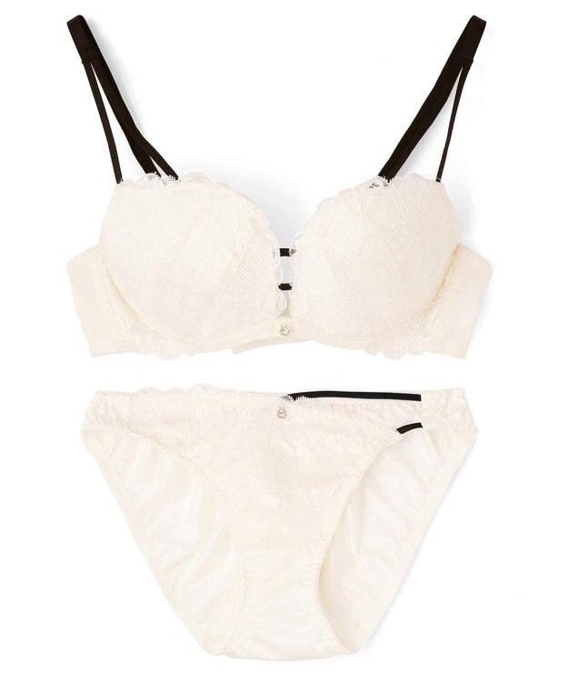 San-ai Resort（三愛水着楽園） 【northerly bra フィットシリーズ 谷間メイク】 Wストラップ ブラジャー＆ショーツSet B～Fカップ ホワイト