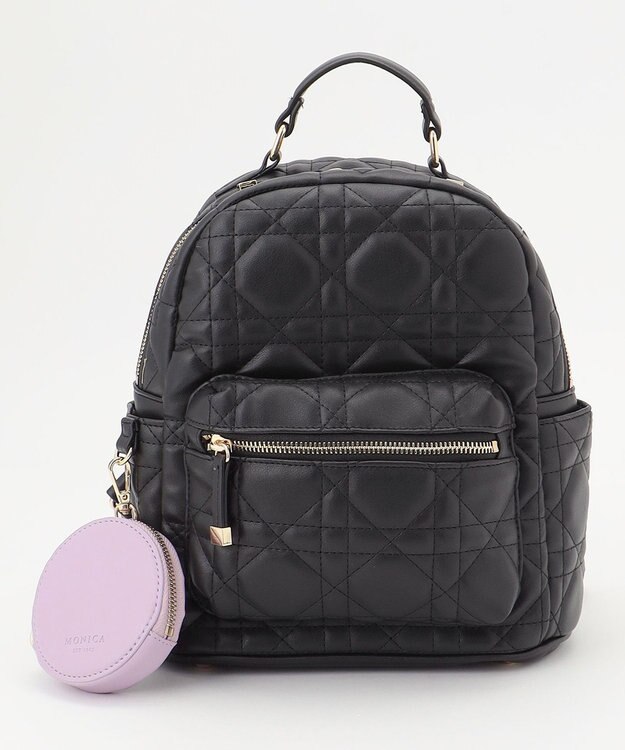 LA BAGAGERIE 【MONICA】ポーチ付きキルティングリュック ブラック