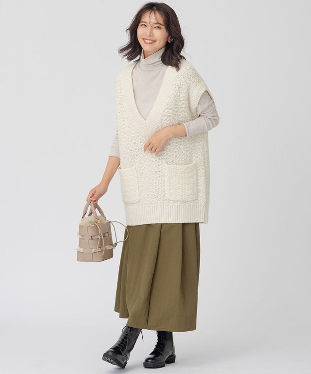 23区 ツイードニット ベスト オフホワイト