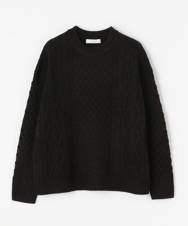 ANY L 【洗濯機可】ソフトタッチケーブルニット ブラック系