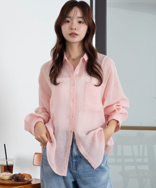 WEGO 【2026年春夏新作】シアーシャツ ピンク