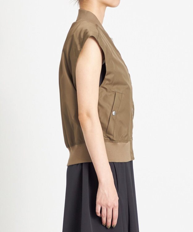 NAVE 【Nave　洗える】リサイクルツイル ノースリーブブルゾン カーキ系