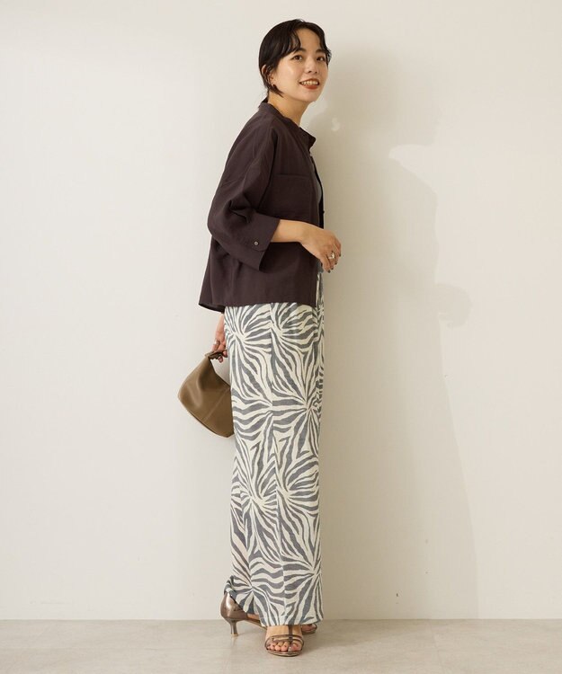 AMERICAN HOLIC 接触冷感Wポケット5分袖ショートシャツ Dark Brown