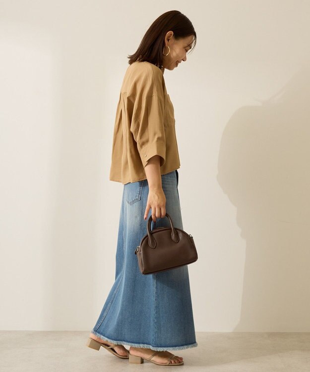 AMERICAN HOLIC 接触冷感Wポケット5分袖ショートシャツ Camel