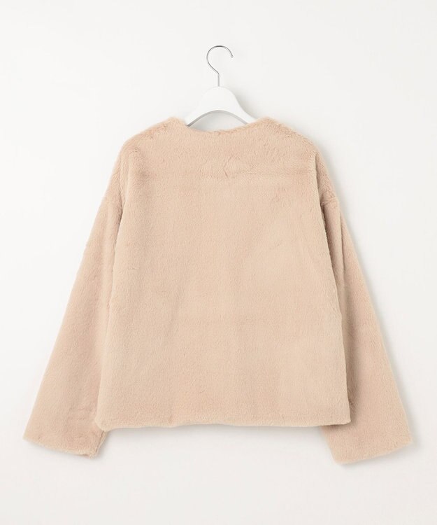 Feroux ノーカラーファー ジャケット ベージュ系