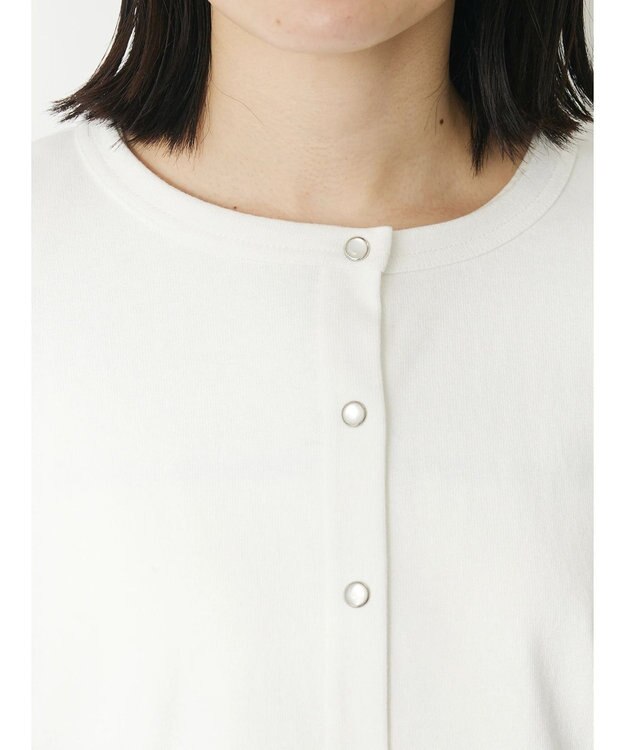 CRAFT STANDARD BOUTIQUE ウ゛ィンテージ風天竺　パール釦クルーカーデＬ／Ｓ Off White