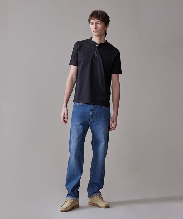 J.PRESS MEN シルケット天竺ヘンリーネック Tシャツ ブラック系