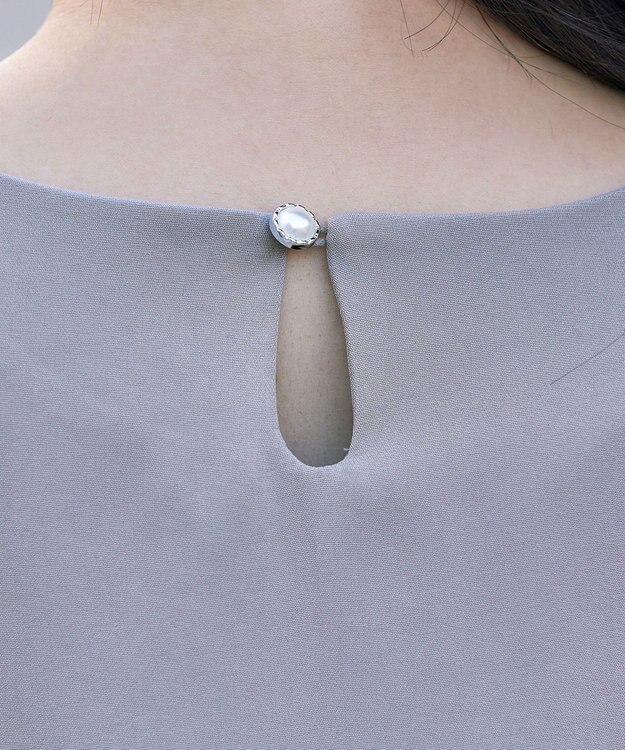 Tiaclasse L 【ダブルストレッチ】【洗える】タックパフ袖ブラウス グレー