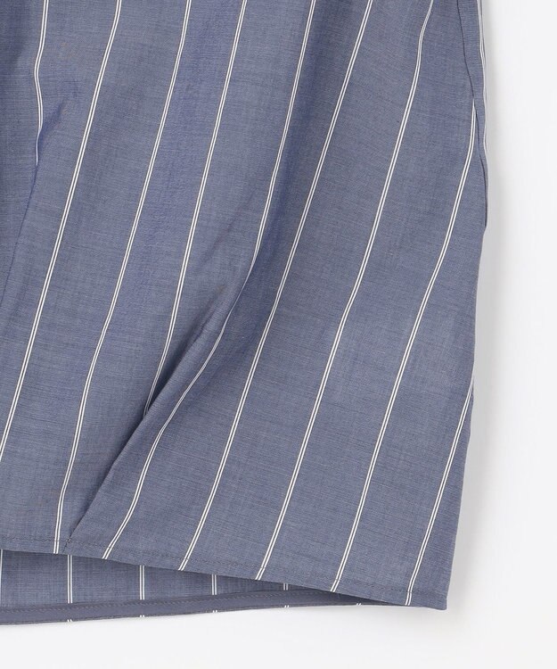 J.PRESS LADIES 【洗える】キュプラローン ストライプ ブラウス ネイビー系1