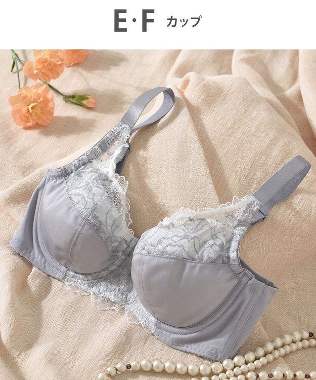 Wing フルカップブラ　背中の段差すっきり　カップ肌側は綿混素材　バストをしっかり包み込む　ウイング／ワコール　KB2114 グレー