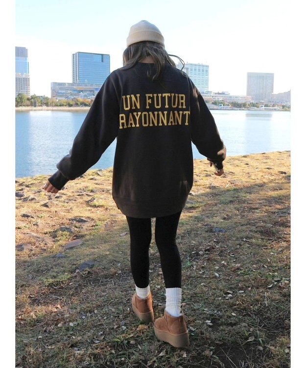 Green Parks バックロゴプリントスウェット Charcoal Gray