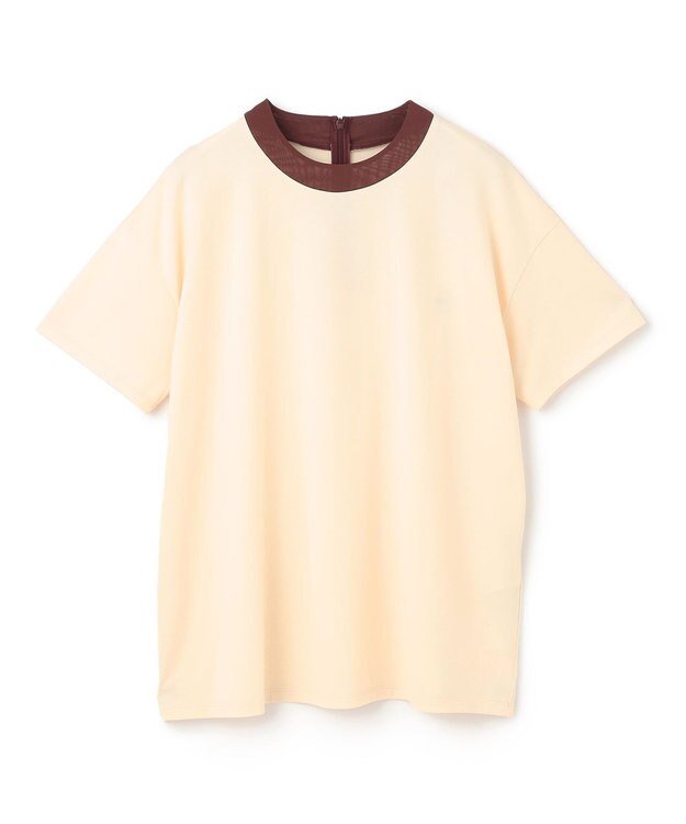 BEIGE， 【洗える】BRICKA / バイカラーTシャツ Cream×Bordeaux