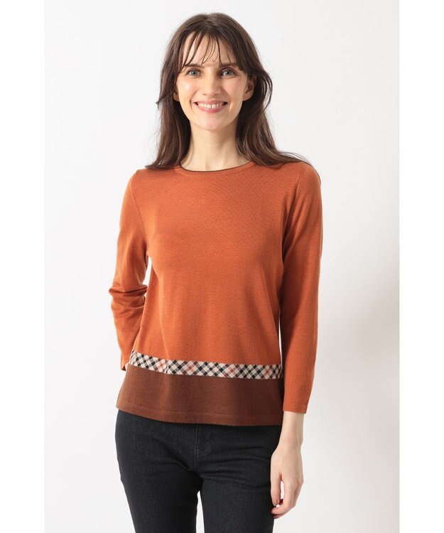 DAKS ジャカード クルーネックプルオーバー オレンジ