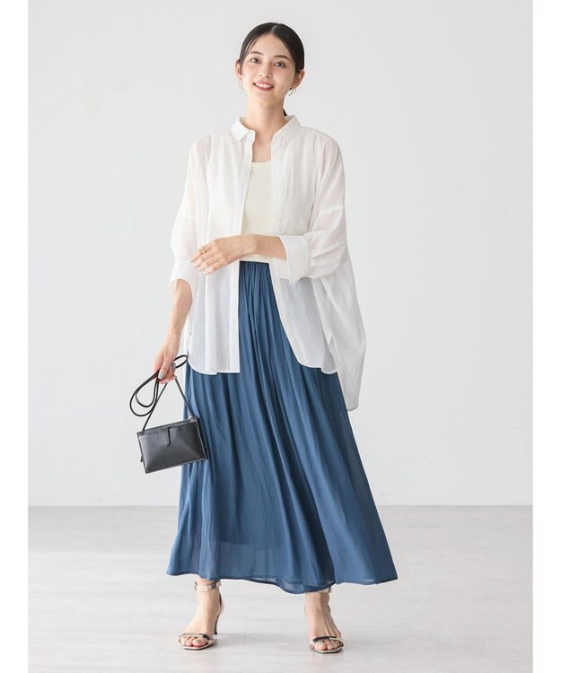 AMERICAN HOLIC 接触冷感５分袖変形ドルマンシアーシャツ Off White