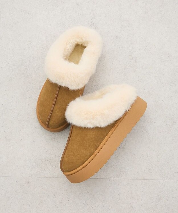 Green Parks ・minia フェイクムートンスリッポン Camel