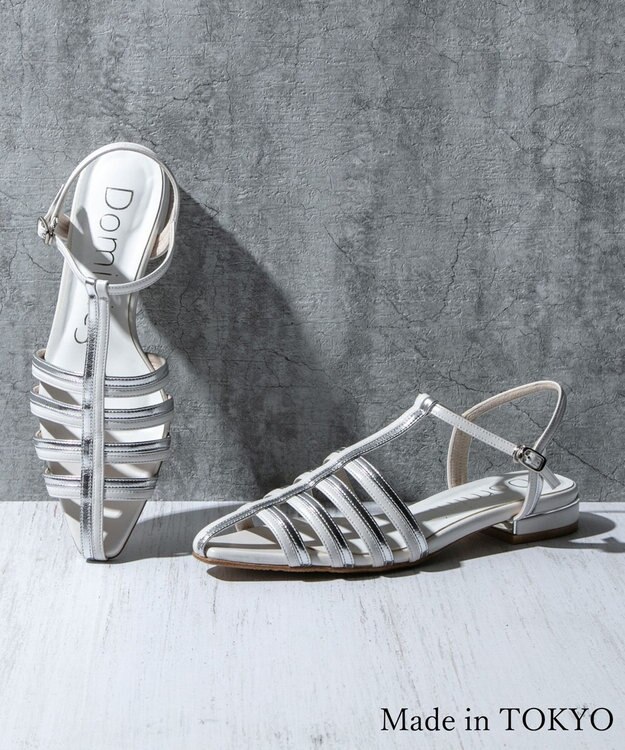 Dominic3 バイカラー Tストラップサンダル ホワイト