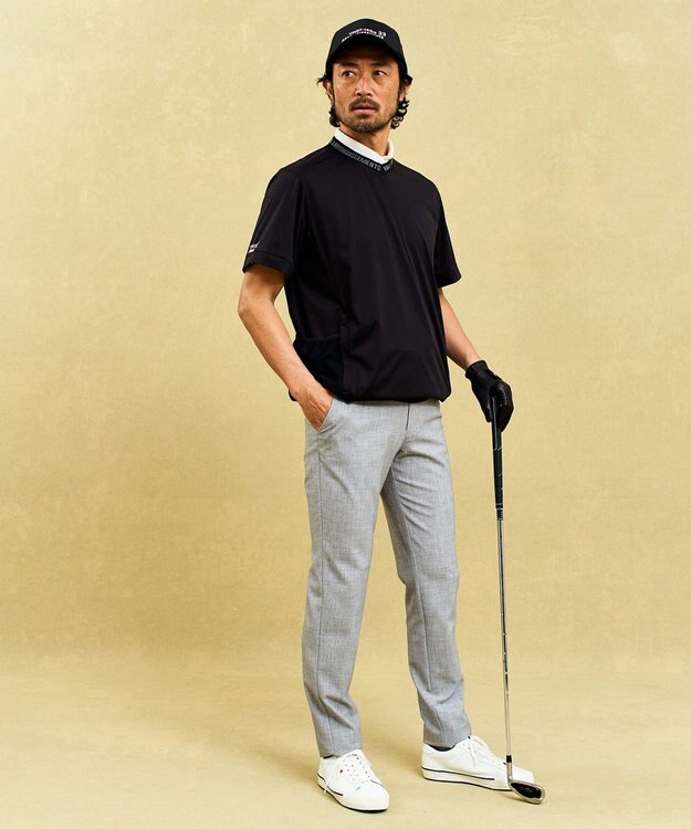 23区GOLF 【MEN】防風ストレッチアリージャージープルオーバー ブラック系