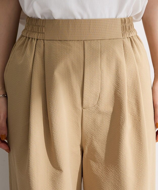 Green Parks サッカー裾ドロストワイドパンツ Beige