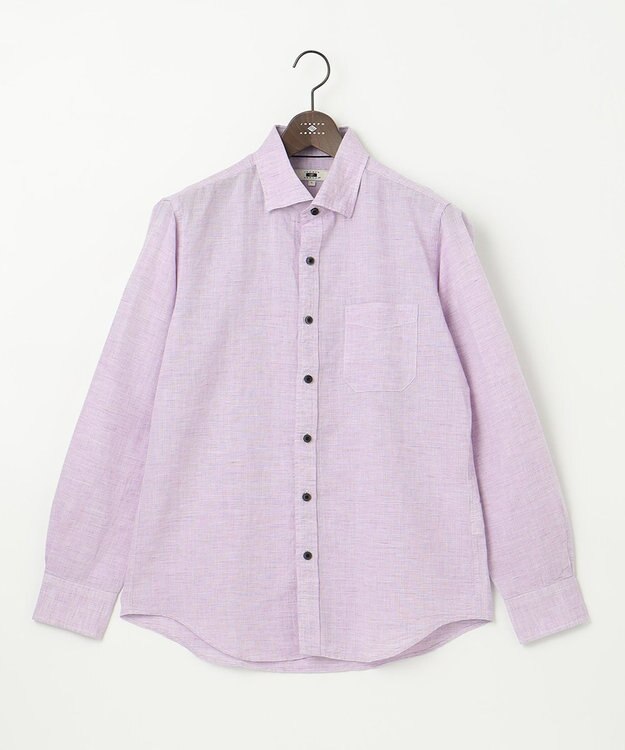 JOSEPH ABBOUD 【キングサイズ・カラー豊富/サステイナブル】リヨセルリネンサッカーシャツ パープル系