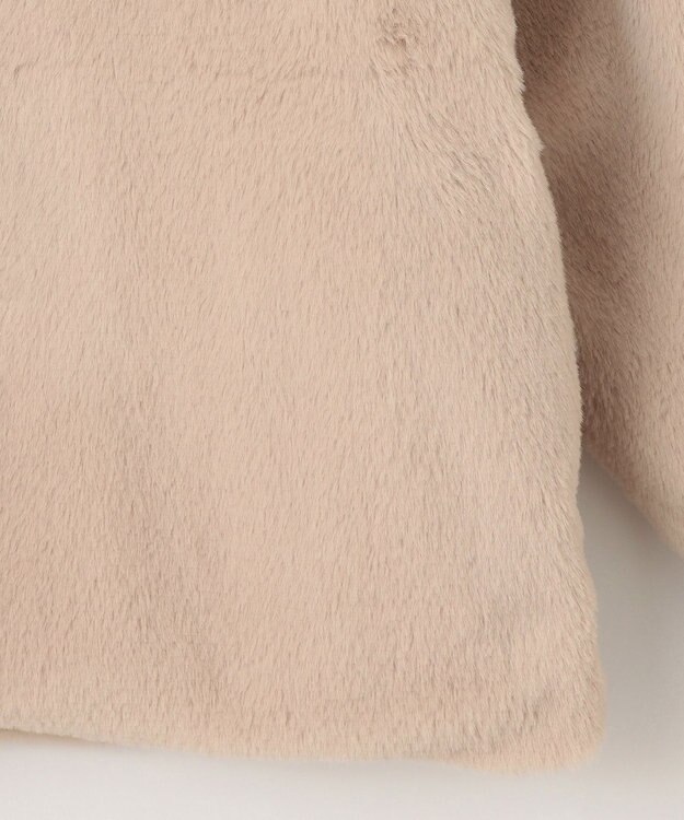 Feroux ノーカラーファー ジャケット ベージュ系