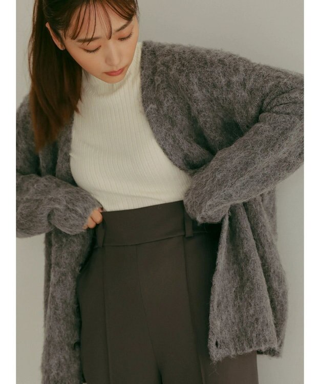 Green Parks ■ＡＪＵＧＡ．×ＧＰ　シャギーニットカーディガン Charcoal Gray