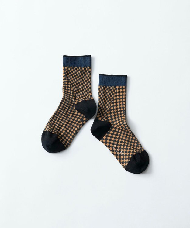 TRICOTE CHACKERD LINK SOCKS／チェッカードリンクソックス 85CAMEL