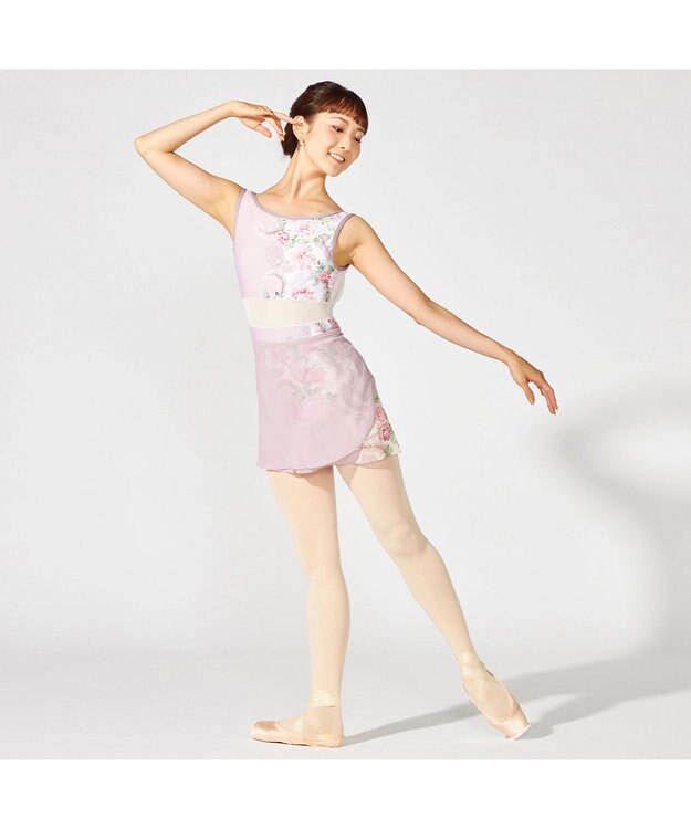 Chacott 【MAY NAGAHISA】ノースリーブレオタード グレイッシュローズプリント